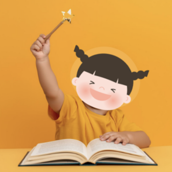 Illustration of a child joyfully learning through play.